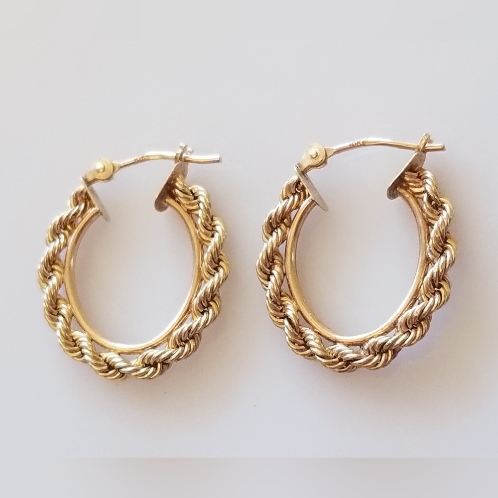 10K Gold Rope Hoop Earrings